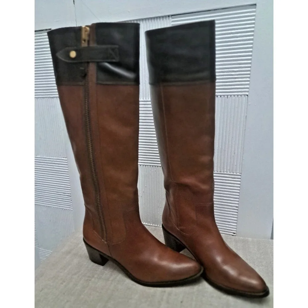 DVF Diane Von Furstenberg Boots Size 6 Brown‎ Black Knee High Equestrian